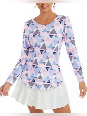 NWT UPF 50+ Long Sleeve Geometric Print Performance Stretch sz 3XL Plus